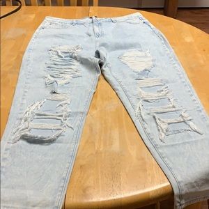 Missguided denim light wash mom jeans US size 14